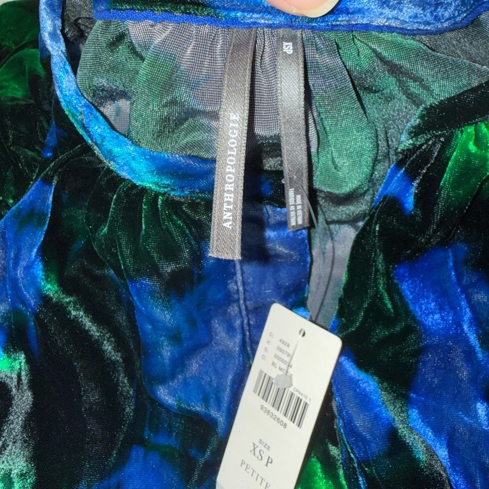 Anthropologie Somerset Velvet Mini Dress. XS Petite. It has pockets. NWT - Picture 5 of 7